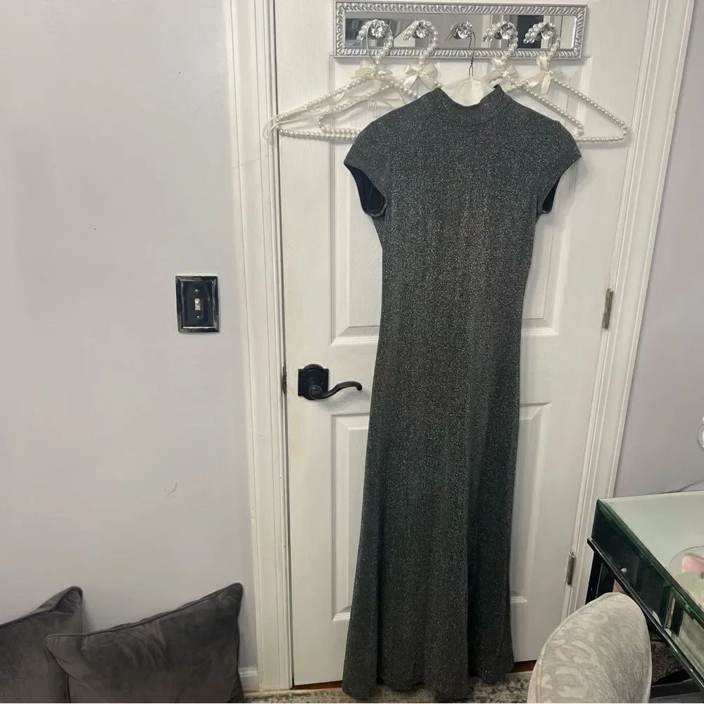 Vintage Em Francais Silver Shimmer Long Dress